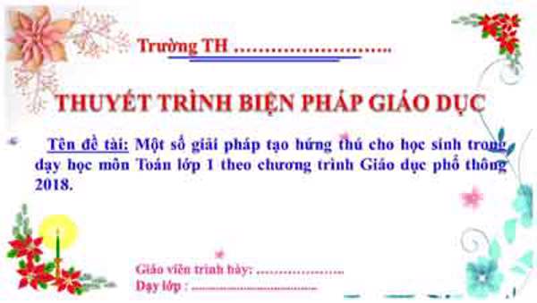 Một số giải pháp tạo hứng thú cho học sinh trong môn Toán lớp 1 theo Chương trình GDPT 2018