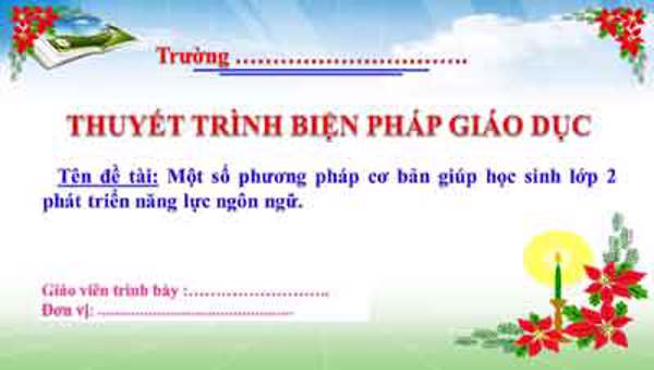 Một số phương pháp cơ bản giúp học sinh lớp 2 phát triển năng lực ngôn ngữ