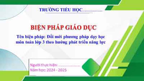 Đổi mới phương pháp dạy học môn toán lớp 3 theo hướng phát triển năng lực