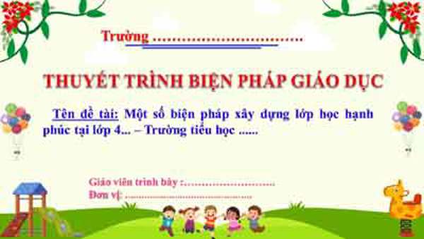 Một số biện pháp xây dựng lớp học hạnh phúc tại lớp 4