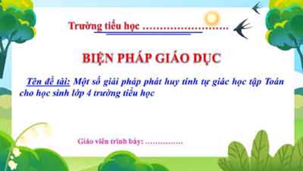 Một số giải pháp phát huy tính tự giác học tập Toán cho học sinh lớp 4 trường tiểu học